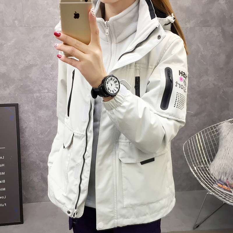 團購保暖冬季戶外衝鋒衣女防水防風加厚三合一可拆卸滑雪服外套男