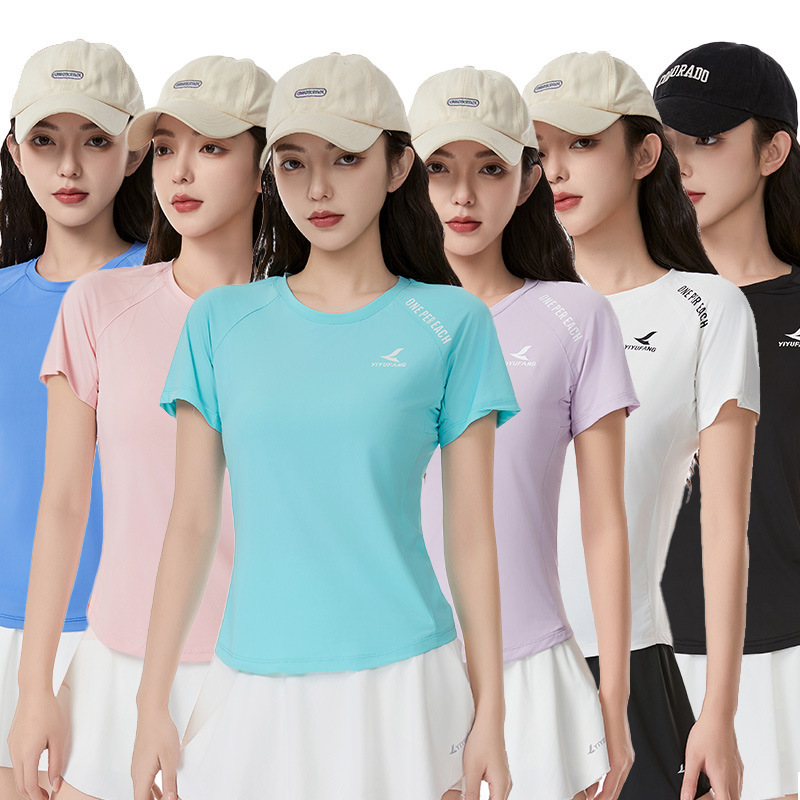 Summer Outdoor Sports T-Shirt Running Fitness Yoga Quick-Drying Printed Breathable Sports Top Ym-D11
