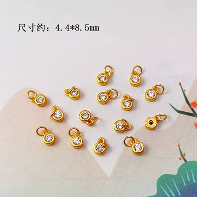 DIY Accessories S925 Silver Gold-Plated Small Drop Necklace Pendant Bracelet Charm Bead Spacer Loose Beads Jewelry Materials (Zərgərlik ara hissələri) - round-zircon-lift-style-1