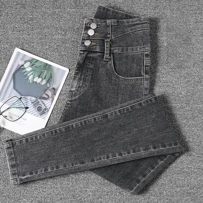 买一送一高腰牛仔裤女春秋冬新款韩版显瘦百搭铅笔弹力紧身小脚裤