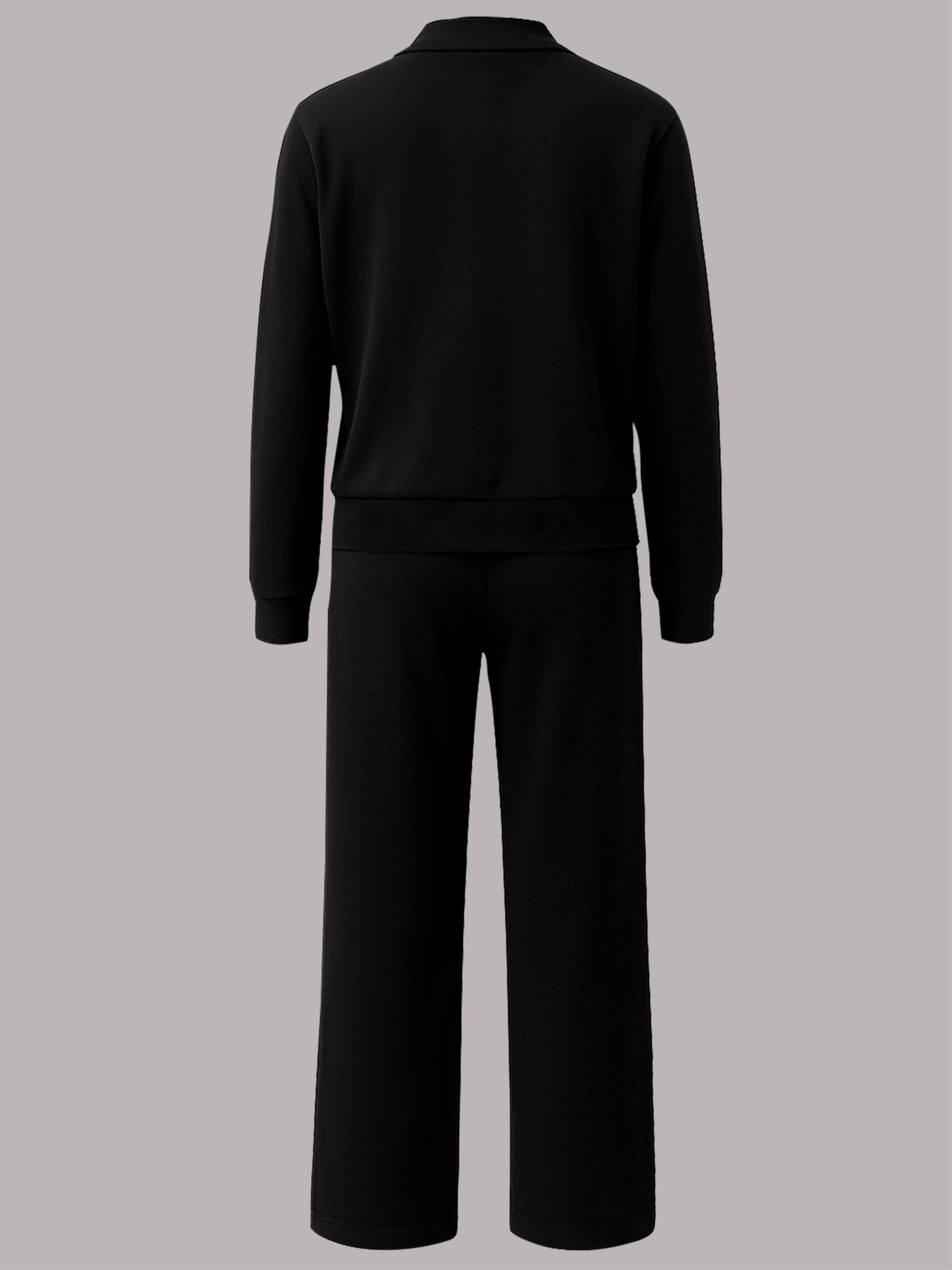 Women's Color Block Two Piece Set Long Sleeved Top Elastic Waist Straight Leg Trousers_ecoleips.com