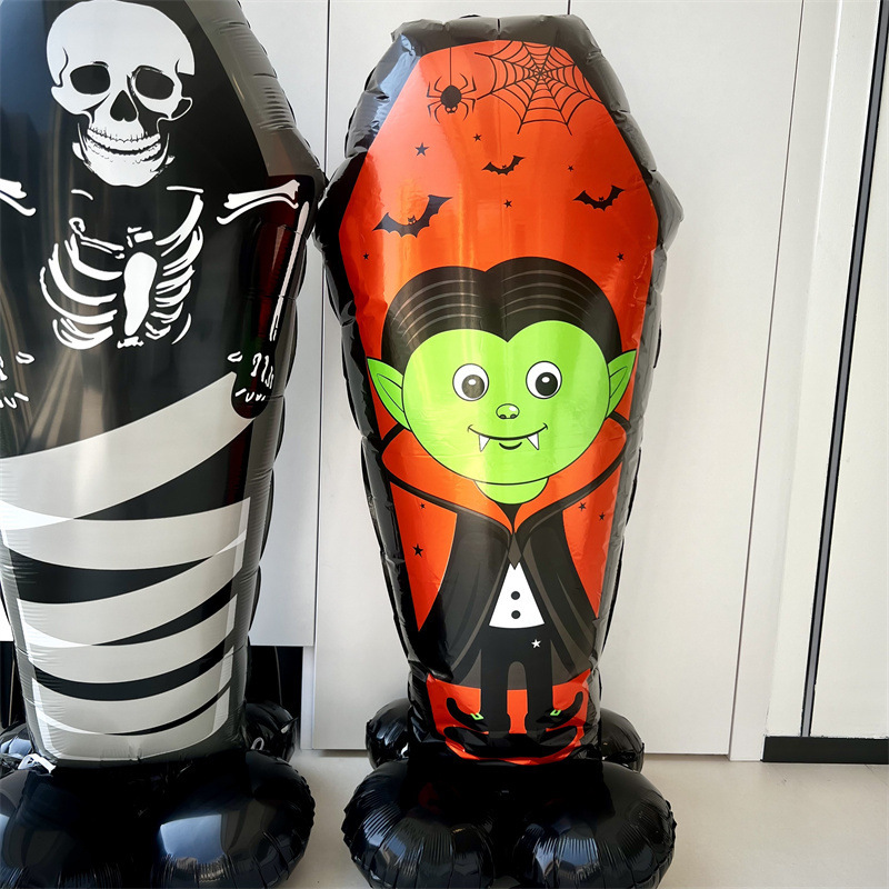 Atmósfera transfronteriza Halloween gigantesco de pie base de globo calabaza esqueleto demonio centro comercial bar café diseño