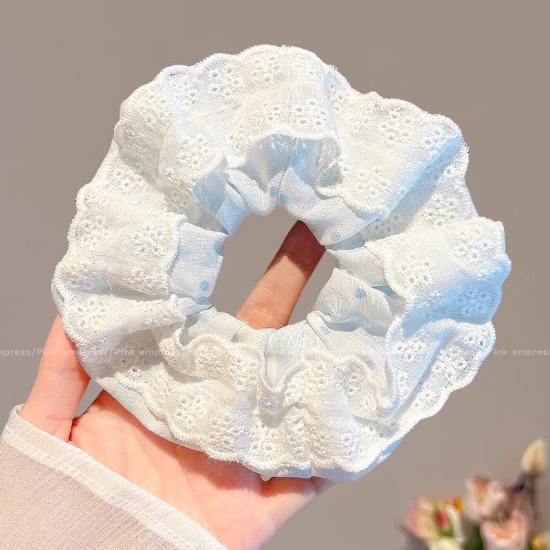 Nudo de encaje pequeño coreano, lazo para el cabello de intestino grueso, lazo de encaje de cola de caballo para mujer, cuerda para el cabello fresca, cuerda para el cabello de alto valor para niña