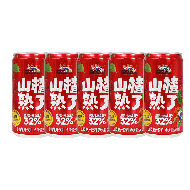 三只松鼠山楂汁240ml复合果汁饮料解腻0脂肪瓶装便携包邮