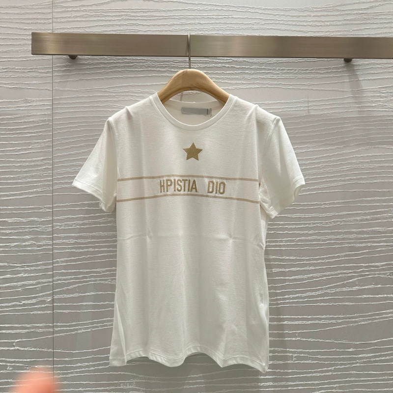 Authentic Original Label in Stock D Brand Classic Lucky Star Embroidered Round Neck Short-Sleeve T-Shirt Women's Top Casual Versatile Authentic Original Label in Stock D Brand Classic Lucky Star Embroidered Round Neck Short-Sleeve T-Shirt Women's Top Casual Versatile