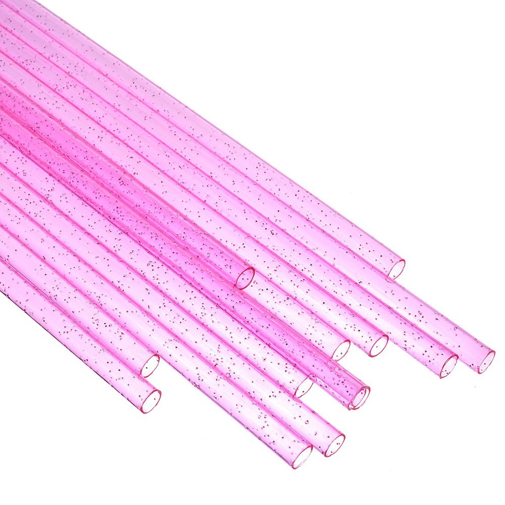 Venta caliente transfronteriza tubo recto de 23CM color plata polvo pajita dura pajita de plástico PP tubo duro repetible nuevo spot