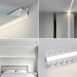 无边框隐形led线性反光槽嵌入式洗墙线条灯走廊过道回光灯槽