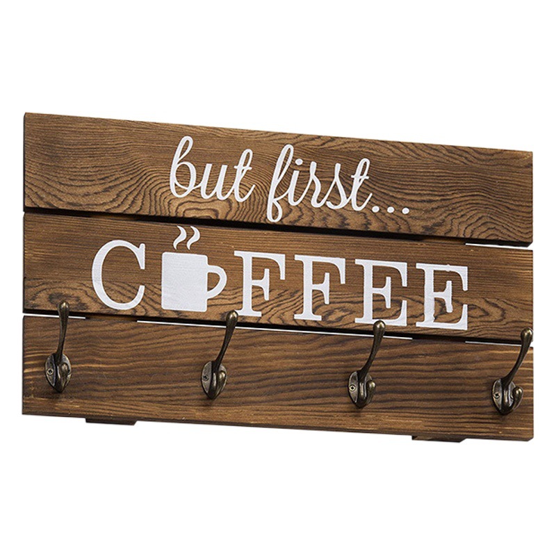 Wooden Wall Cup Drain Rack Wooden Wall Hanging Key Rack Vintage Clothes Hook Wall Hanging Wooden Plate Clothes Hanging Hook