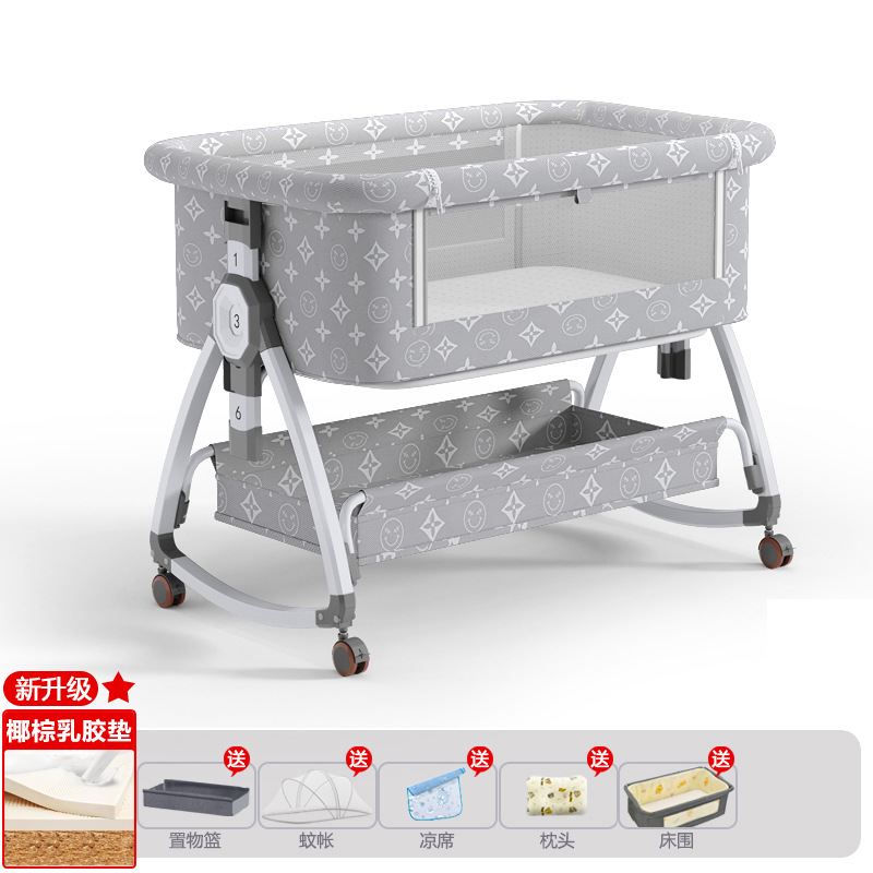 Cuna de bebé recién nacido cama costura Cama grande Baby Shaker BB cama de los niños cuna cama multifuncional móvil plegable image 11