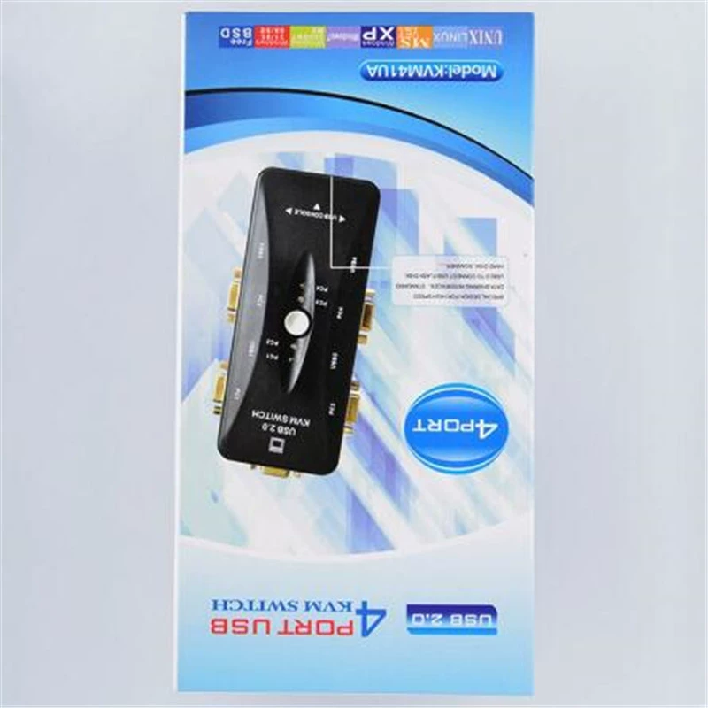 Коммутатор VGA 4 в 1 выход KVM устройство обмена USB VGA компьютерный дисплей мышь клавиатура совместное использование руководство