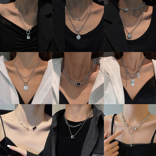 Korean hip-hop trendy necklace for men, versatile high-end niche sweater chain for women, new retro accessories wholesale