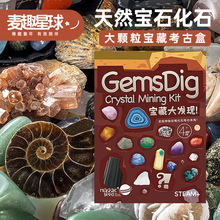 麦趣星球儿童恐龙考古宝石挖掘化石玩具寻宝挖钻石石膏宝藏套装