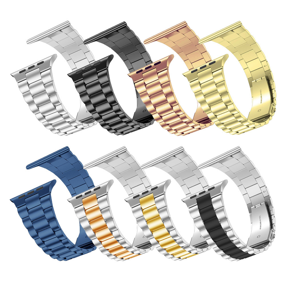For Apple All-in-One Strap Apple Ultra-Thin Three Bead Stainless Steel Strap iWatch Strap WatchS8 Strap