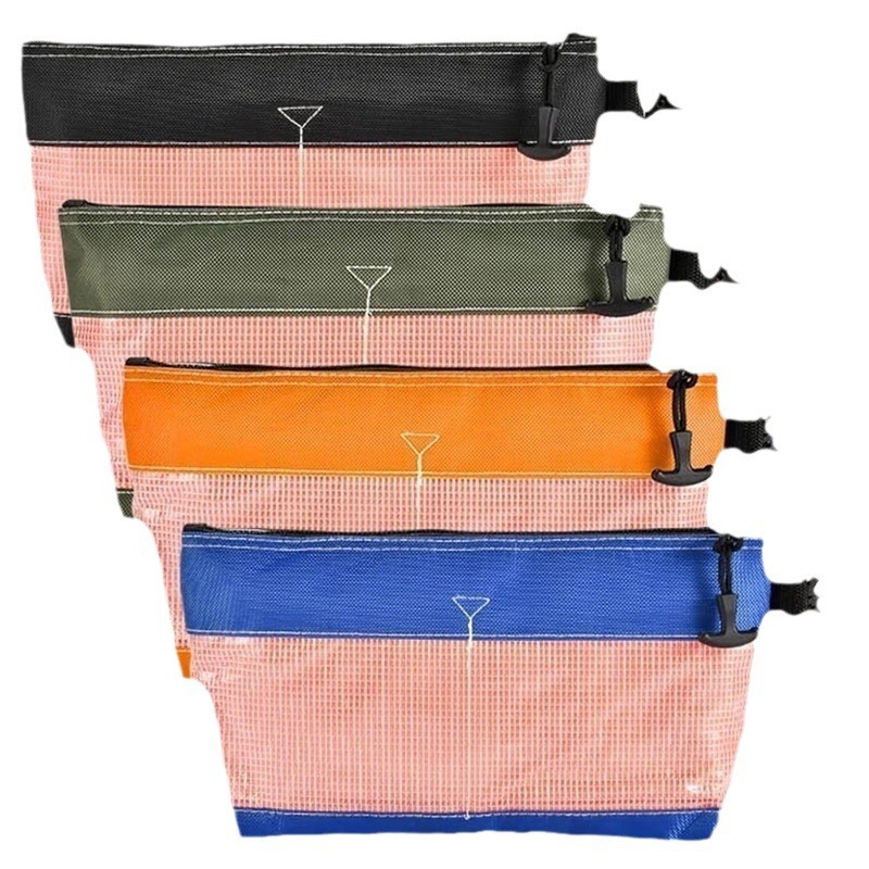 하드웨어 도구 부품 보관 가방 방수 투명 클립 메쉬 가방 옥스포드 천 보관 가방 유지 보수 다기능 교수형 가방