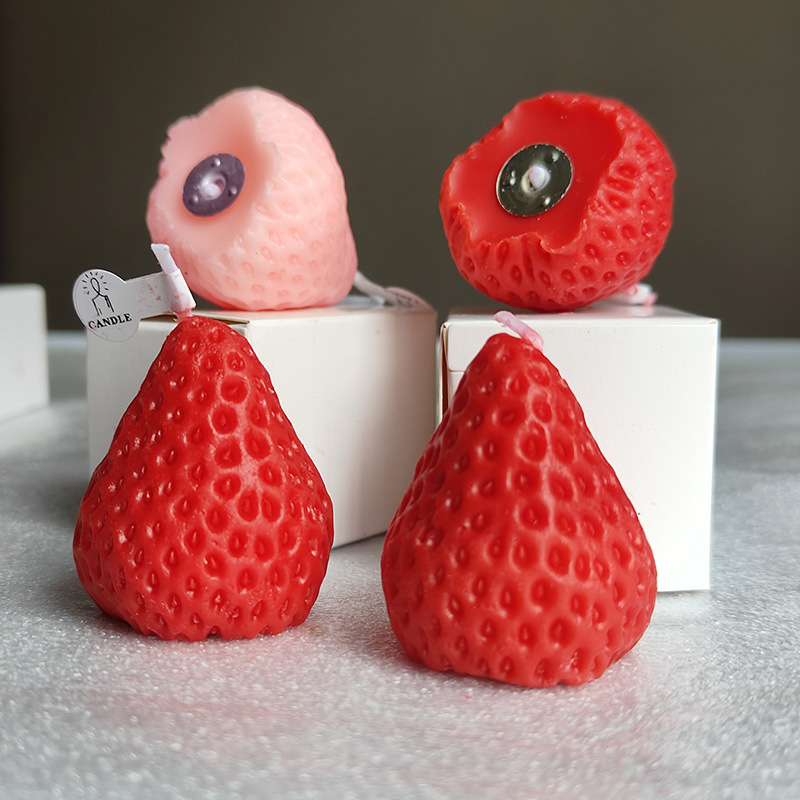 Fresas de fresa vela al por mayor caja de regalo de vela perfume regalo de cumpleaños modelado vela de cera con mano regalos abundantes