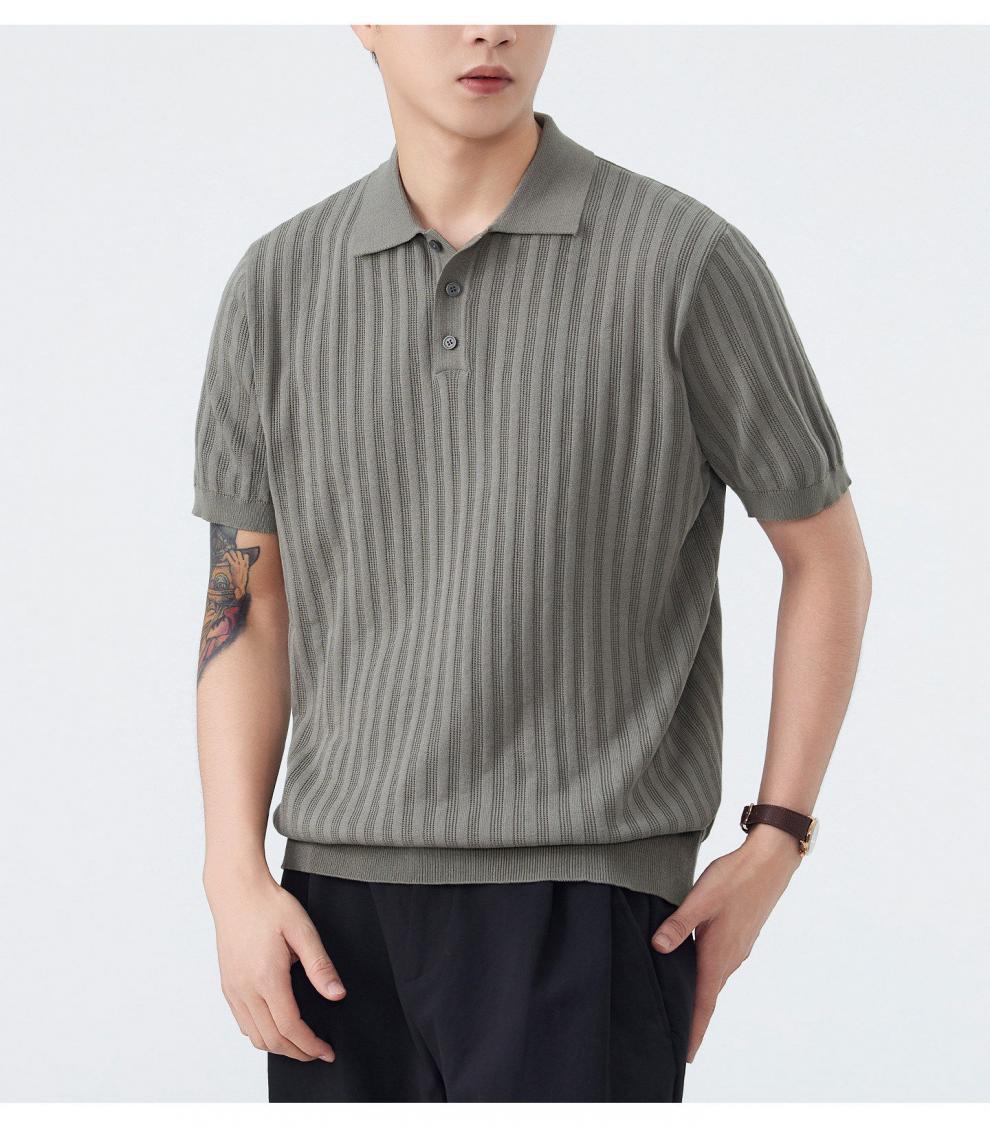 Summer New Arrival Men's Casual Polo Shirt Versatile Trendy And Luxurious Knitted Short Sleeve T-Shirt_viptrois.com