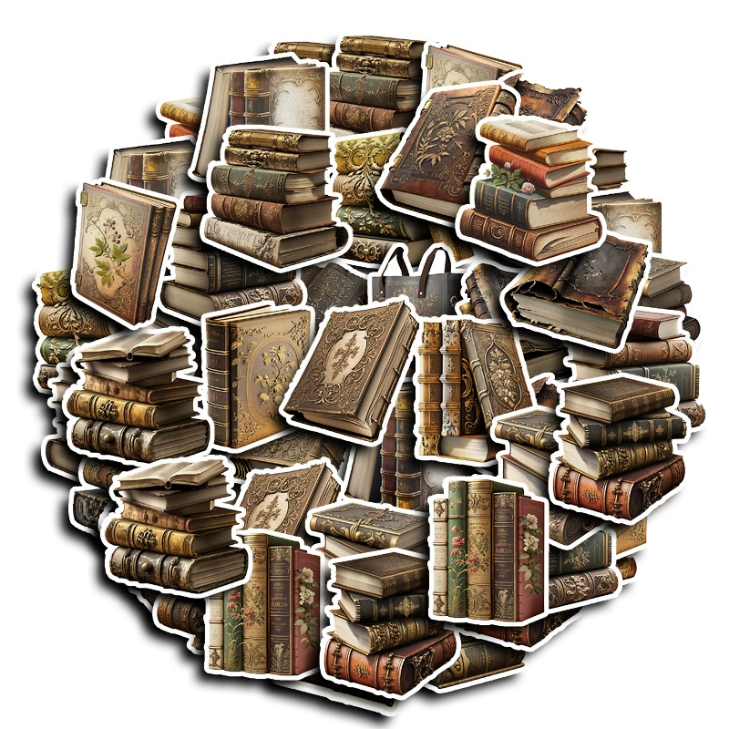 Стикеры для книг винтаж, 50 цветов, водостойкие для ноутбука телефона планшета чемодана