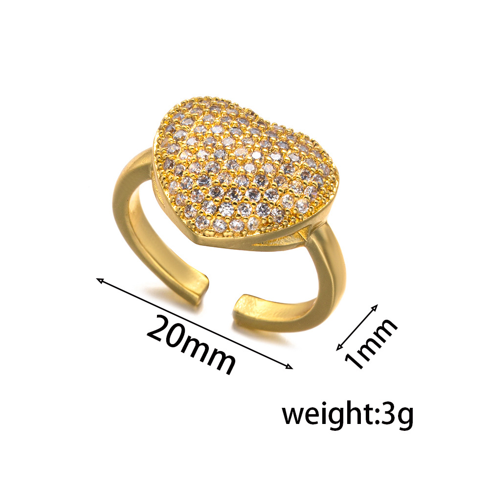 Trendy Exquisite Super Shiny Zircon Ring For Women, Light Luxury High-end Adjustable Open Ring, Simple Real Gold Plated_voghion.com