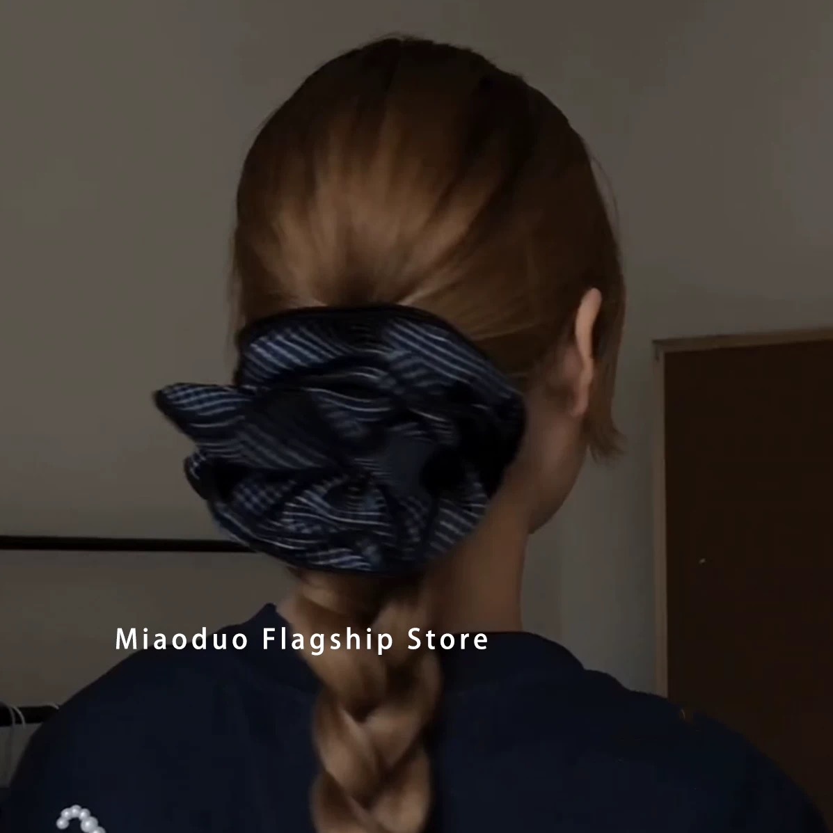 Korean Celebrity Style Korean Plaid Scrunchie Low Ponytail Hair Tie Bun Hair Band Hair Rope Headband