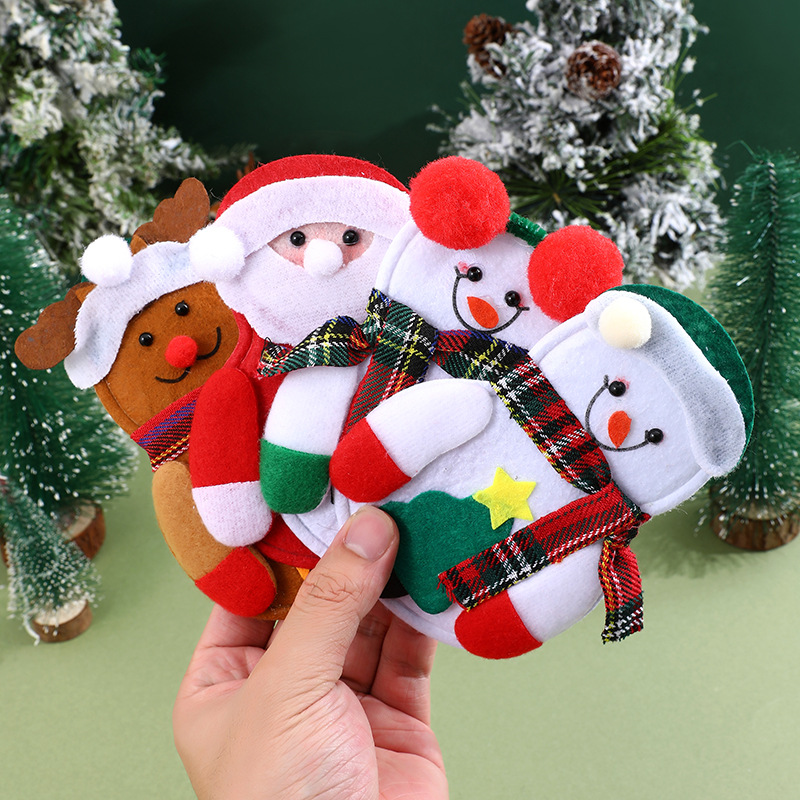 Weihnachtsdekorationen Weihnachtstischdekorationen Geschirrset Weihnachtsmann Schneemann Messer- und Gabelset Messer- und Gabelverschluss Weinflaschenset_voghion.com