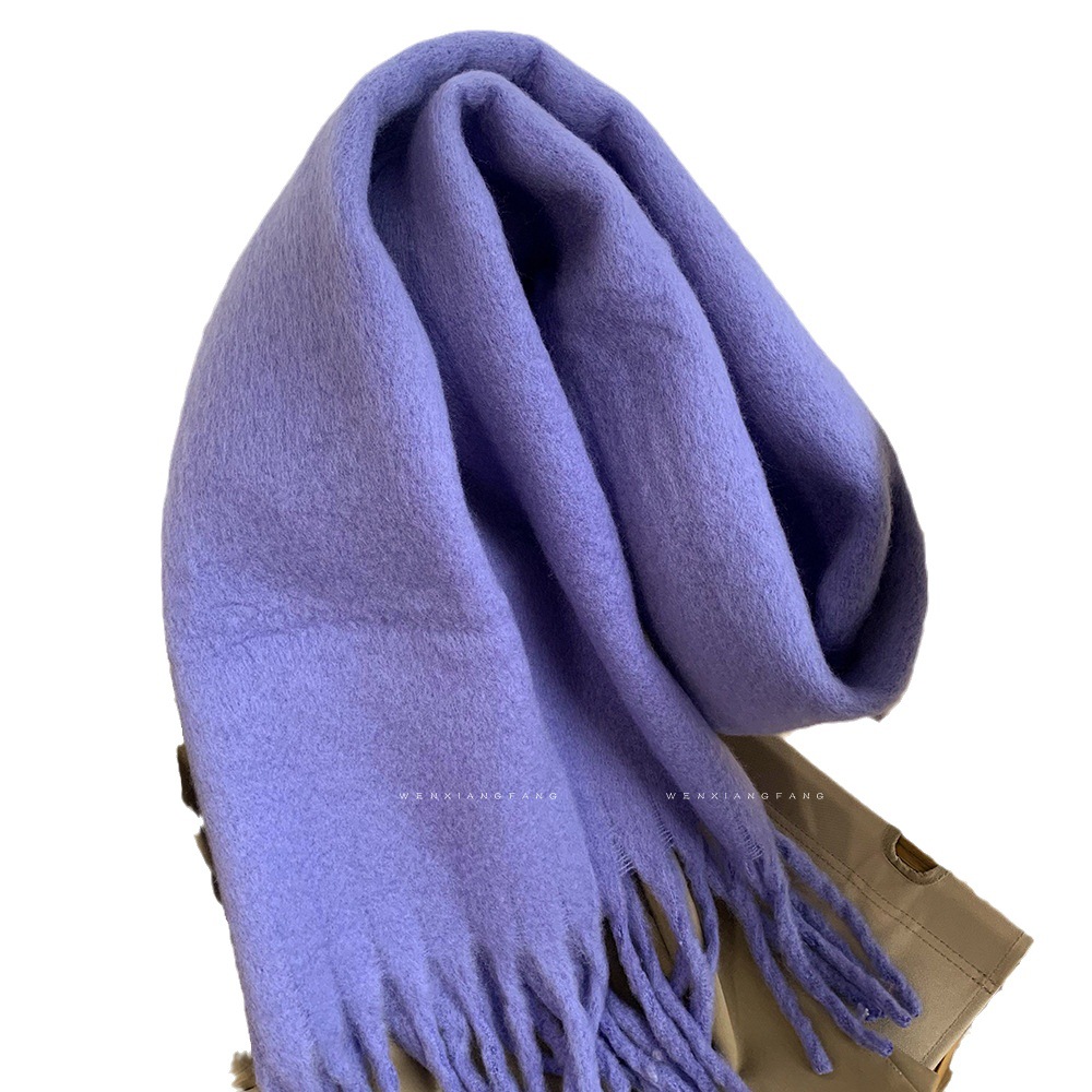 Solid colored mohair women in autumn winter 2024, new versatile scarf for Korean version, high-end and thickened warm_voghion.com