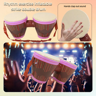 Pvc Inflatable Drum Kidsren's Stage Props Inflatable Double Drum Musical Instrument Inflatable Band Toy Cross-Border Inflatable Double Drum
