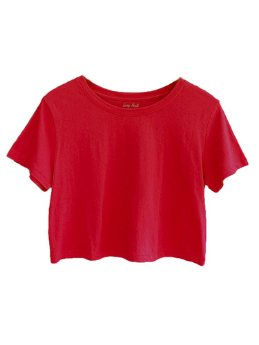 Women's Crop Top Loose Fit Round Neck Short Sleeve