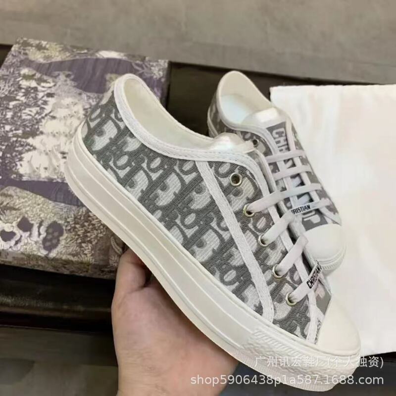 New D Brand Embroidered Thick-Soled Height-Increasing Canvas Shoes Trendy Monogram Letter Lace-Up Versatile Fashion Sneakers for Women New D Brand Embroidered Thick-Soled Height-Increasing Canvas Shoes Trendy Monogram Letter Lace-Up Versatile Fashion Sneakers for Women