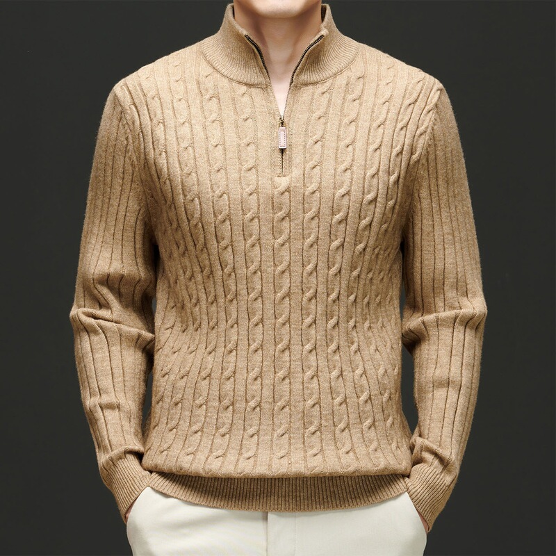Authentic brand, high-quality wool knit sweater for men, 2026 autumn/winter new collection, fashionable zip-up half-turtleneck inner sweater Authentic brand, high-quality wool knit sweater for men, 2026 autumn/winter new collection, fashionable zip-up half-turtleneck inner sweater