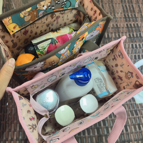 New Korean version waterproof thickened large capacity student work portable lunch box bag snacks mommy bag toiletry bag