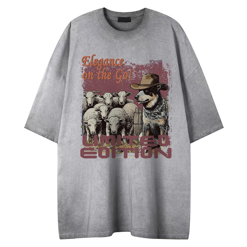 Homemade Ranch Watch Sheep Comic Print Short-sleeved Men's and Women's New Summer Hip-hop Street Design Sense T-shirt for Men Homemade Ranch Watch Sheep Comic Print Short-sleeved Men's and Women's New Summer Hip-hop Street Design Sense T-shirt for Men