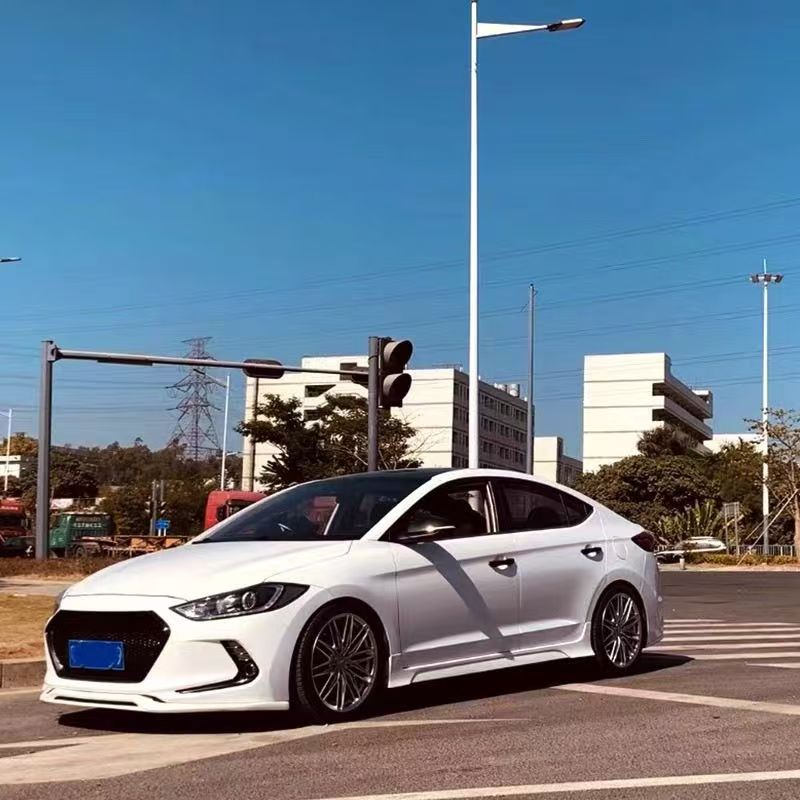 Suitable for Modern 2016-2019 Hyundai Elantra Body Kit Modification Parts: Front Lip, Side Skirts with Lights, Rear Lip, and Body Kit