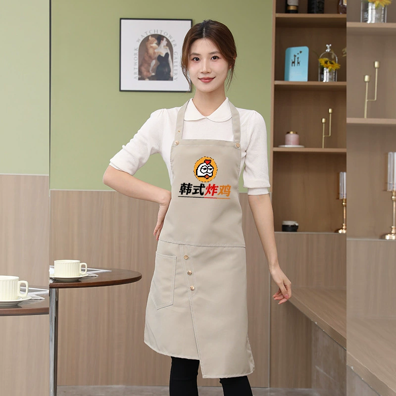 Фартук хлопковый темперамент с логотипом кейтеринг водонепроницаемый молочный чай цветочный магазин кофе мастерская шея женская рекламная рабочая одежда