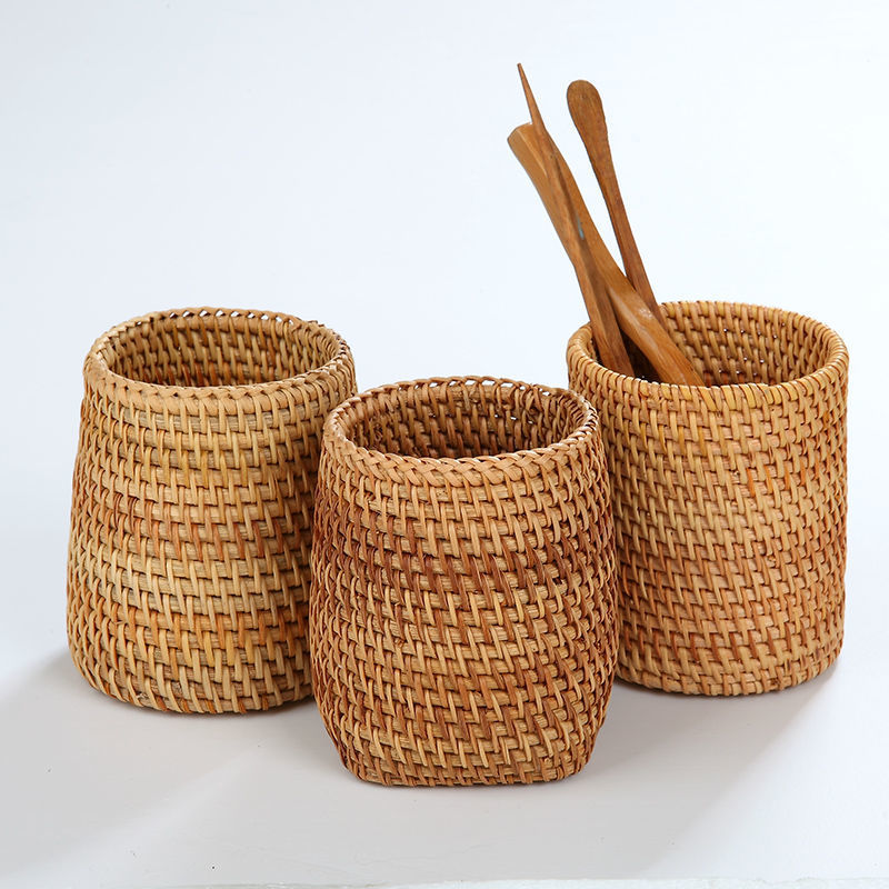 Ceremonia del té de ratán Juego de seis caballeros, portalápices, tubo de té, té, accesorios de juego de té de kung fu