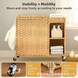 跨境藤编脏衣篮大容量玩具储物筐浴室可移动洗衣篮洗衣机旁收纳篮