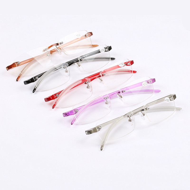 Ultra light reading glasses men's frameless memory frame reading glasses elastic frame soft leg 100 200 300 400 degrees