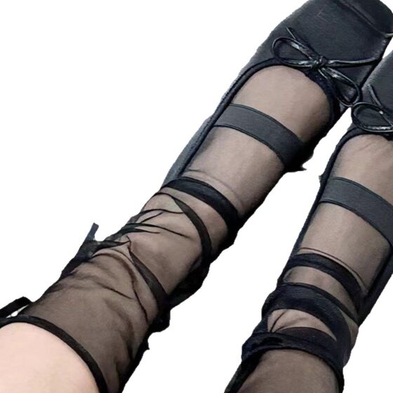 Ballet Style Bow Tie Silk Stockings Women's Summer Ultra-thin Sweet Cute Lolita Stockings Mesh Stacked Stockings