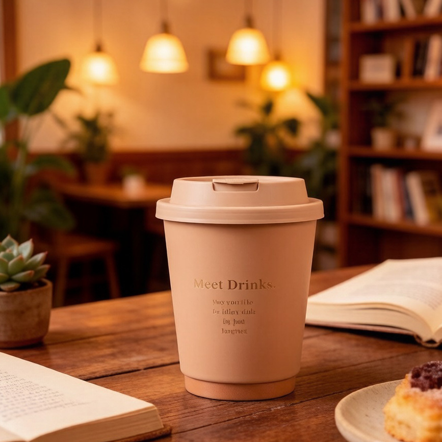 16 oz doble taza de papel compostable ecológico tacto oro rosa logo personalizado taza de bebida caliente comercial