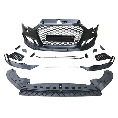 17-20 Models Are Suitable for Audi A3 Modification and Upgrade to Rs3 Large Body Kit Front Face, A3-Specific Rs3 Grille Bumper (Big Surrounded) - 17-20-models-rs3-front-surround-set