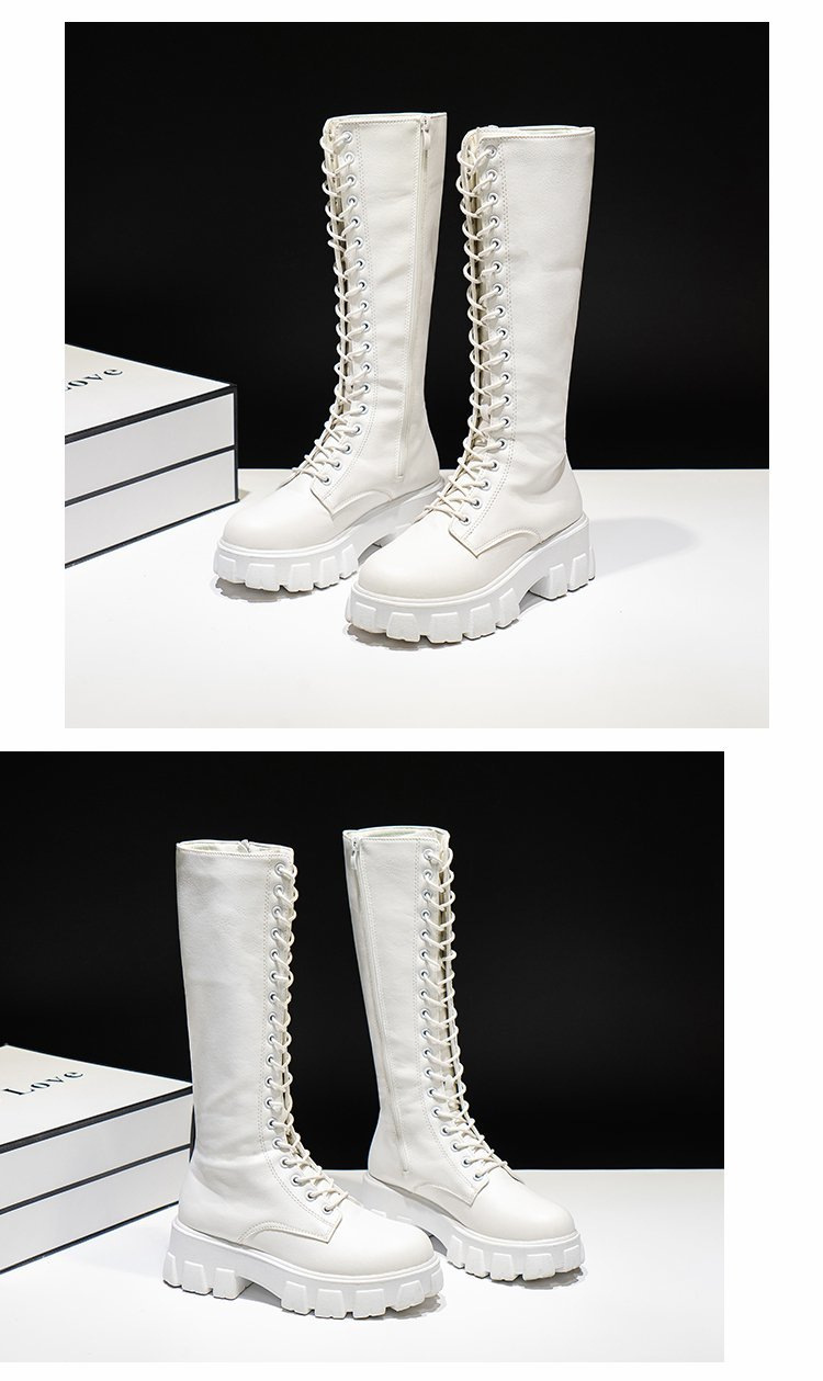 Women's Black Over-the-knee Platform Cowboy Boots With Side Zip_voghion.com