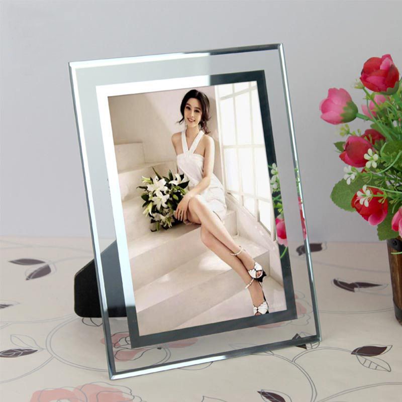 Glass Photo Frame, Transparent Photo Album, Photo Printing and Display Stand, Dual-Use for Horizontal and Vertical Display 6inch 7inch 8inch Display Piece