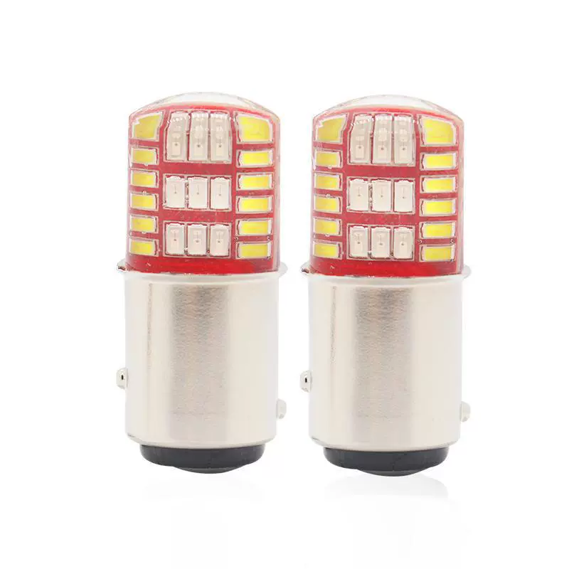 Двухцветные LED-модули для мотоцикла/авто, мигают при торможении, лампа 1157-3014-42SMD из силикона