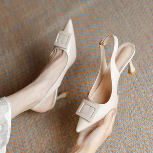 Baotou Sandals Women's Flats 2025 New Summer Sexy Breathable Non-Tiring Feet Professional Work High Heels Flats