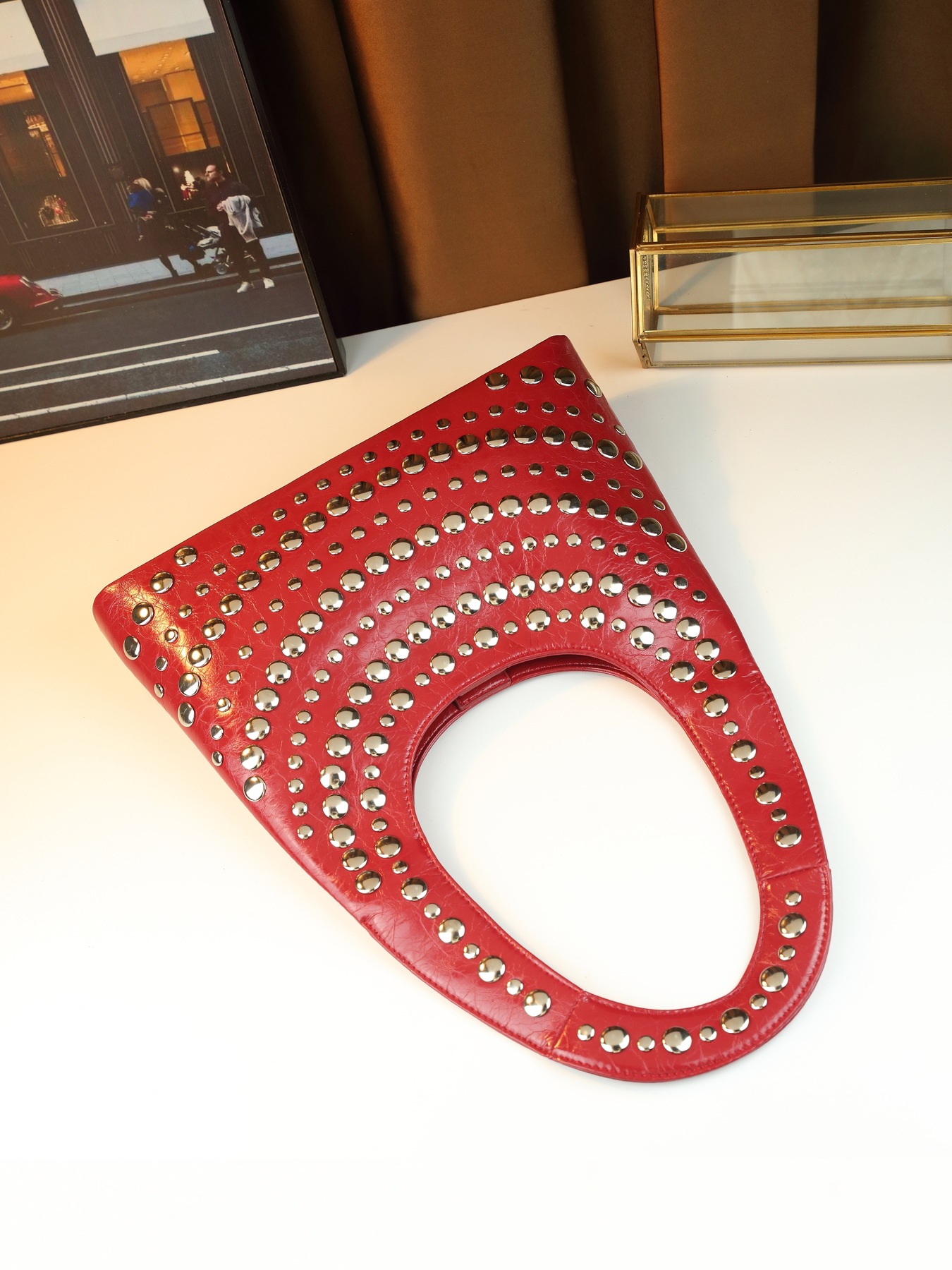 Borsa a mano con borchie da donna borsa a spalla stile punk cool_voghion.com