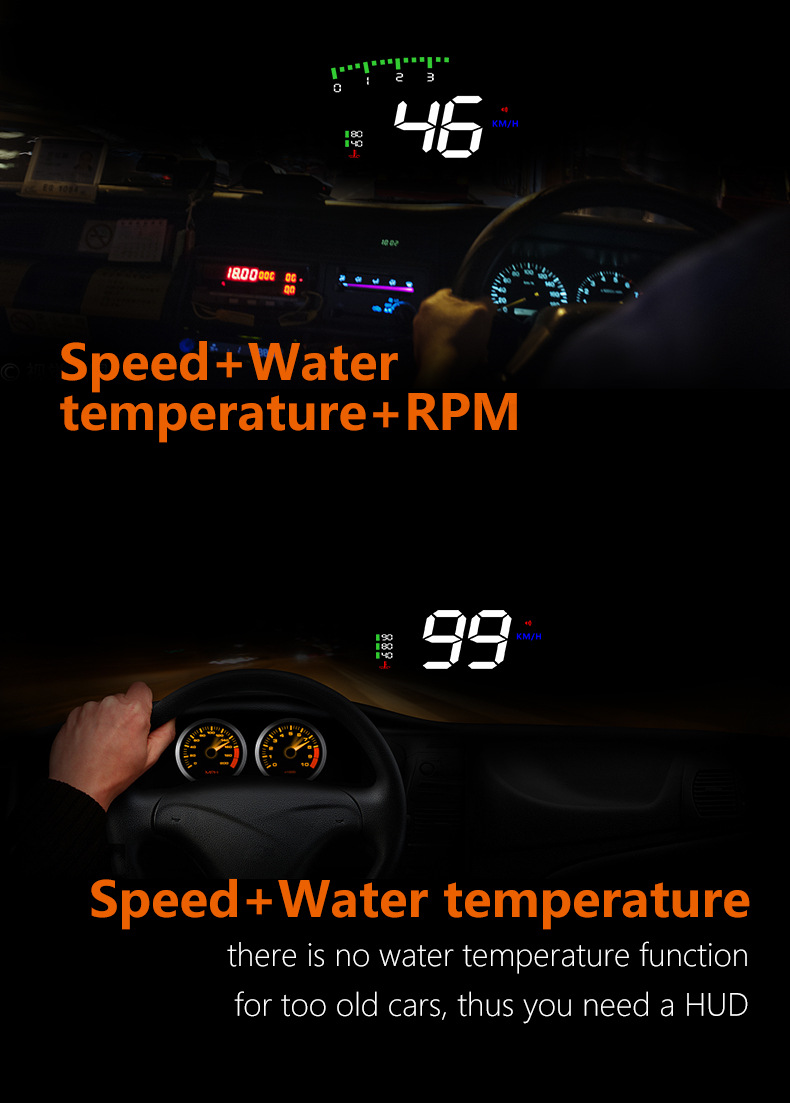 Car Head-Up Display Hd Obd2 Head-Up Display Portable In-Car Hud Projection Digital Instrument Modification