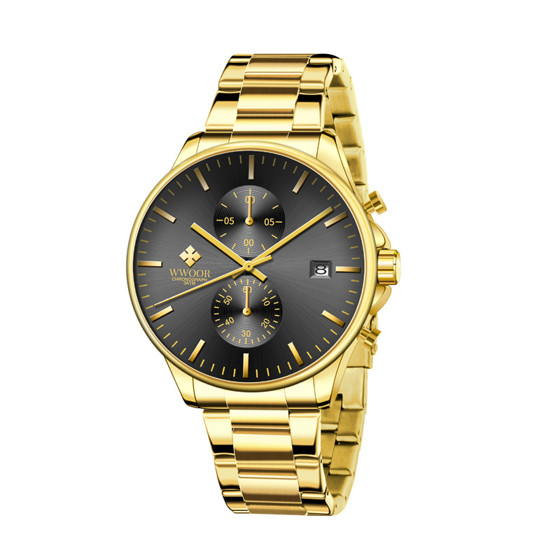 WWOOR/Hold amor 8844 nuevo calendario simple casual movimiento de cuarzo moda Correa acero reloj los hombres