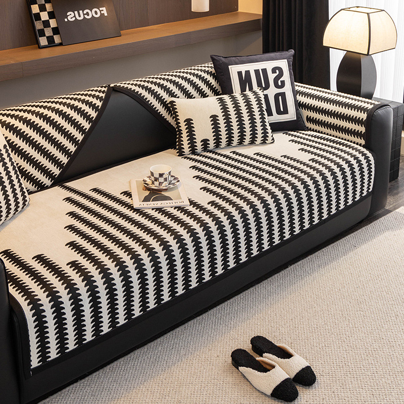 2024 nuevo cojín de sofá Schneider cuatro estaciones lujoso ligero general sensación de alto nivel antideslizante cojín de cuero recto cubierta de tela