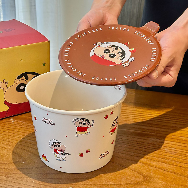クレヨンしんちゃんセラミックインスタントラーメンボウルホーム新2025高価値カップル大スープヌードルボウル女性ギフトお土産|undefined