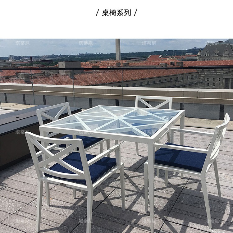 Mesa y sillas al aire libre patio jardín al aire libre balcón de aleación de aluminio villa de ocio al aire libre mesa y sillas de terraza roja