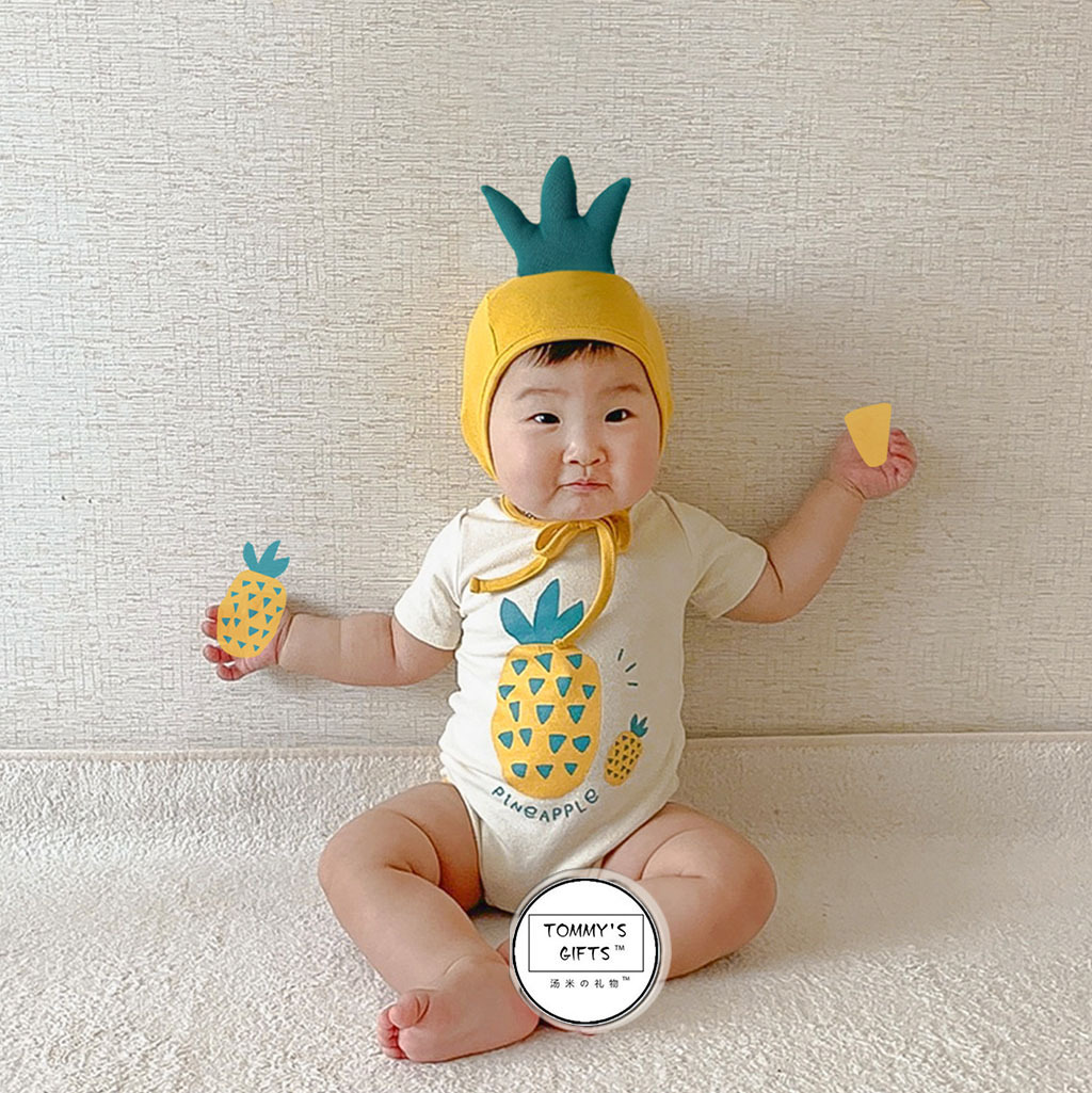 2023 summer new pineapple shape printed baby jumpsuit ins style baby romper baby bag fart clothes